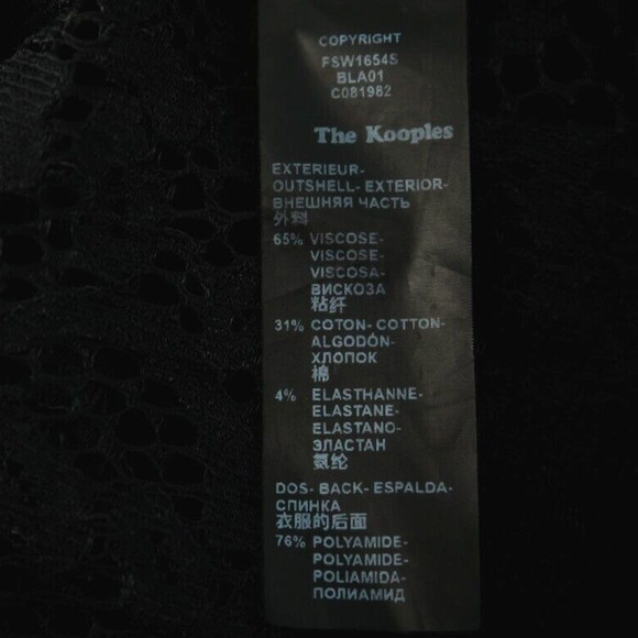 The Kooples Sport 1 Size Small S Black Lace Semi Sheer Back Long Sleeve Sweater - Picture 4 of 6